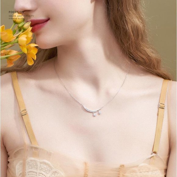 NEW 925 Sterling Silver Diamond Star Necklace - Picture 2 of 8